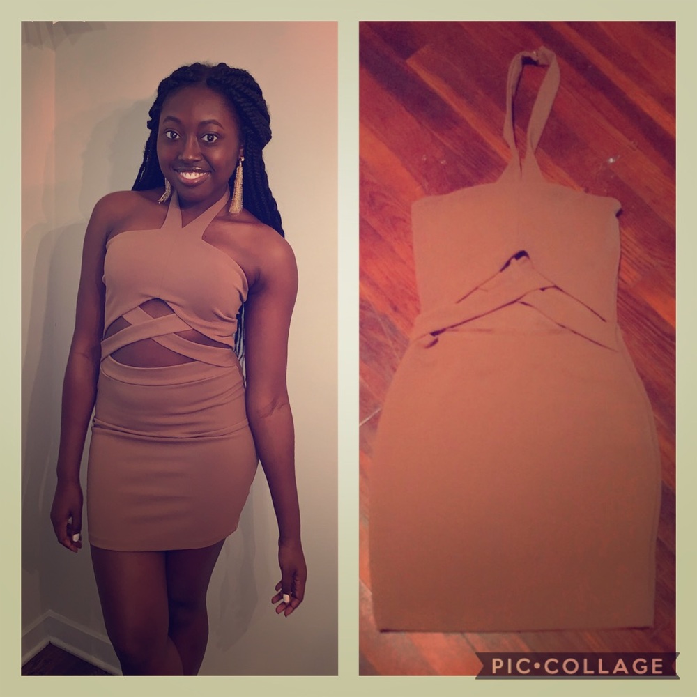Nude Halter Body Con Dress